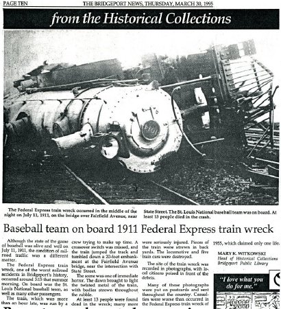 Baseball team aboard 1911 Federal Express train wreck