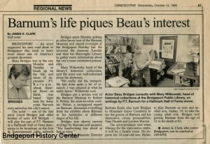 OCTOBER 14, 1988: Beau Bridges Visits the Bridgeport History Center